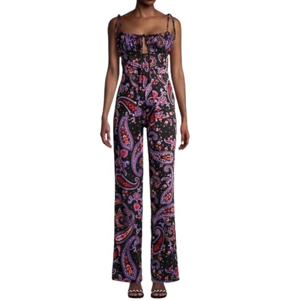 WeWoreWhat Paisley Jumpsuit in Black and Purple